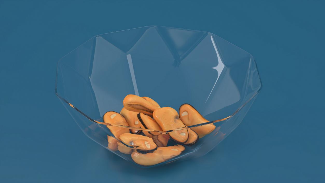 3D model Cleaned Boiled Mussels in Bowl