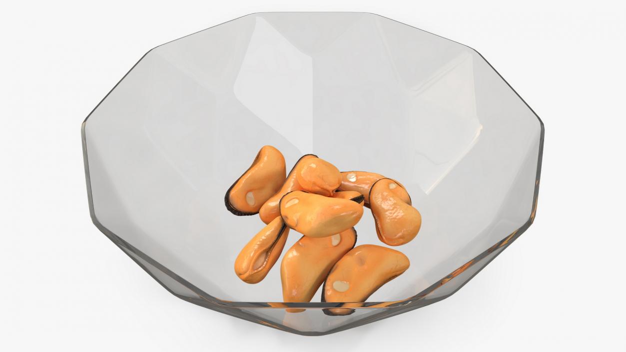 3D model Cleaned Boiled Mussels in Bowl