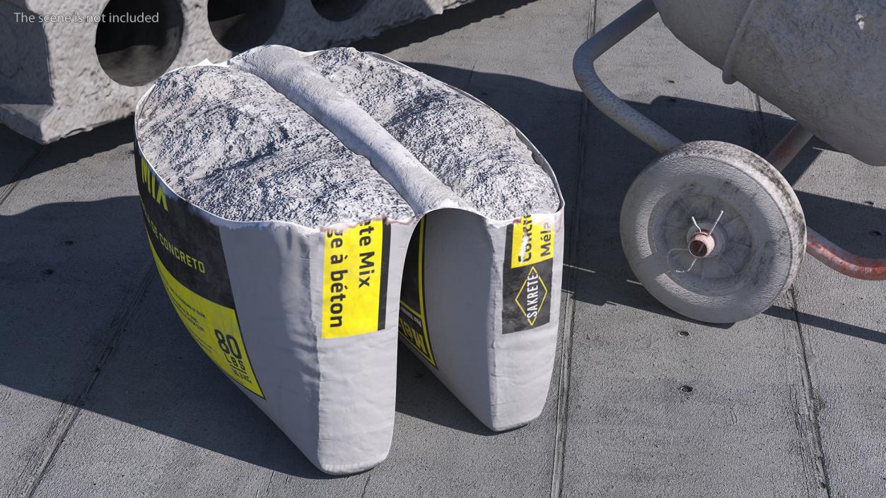 Open Package of Cement Sakrete 80 Lb White 3D