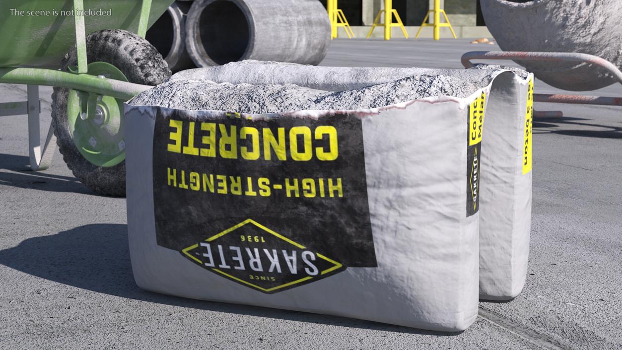 Open Package of Cement Sakrete 80 Lb White 3D