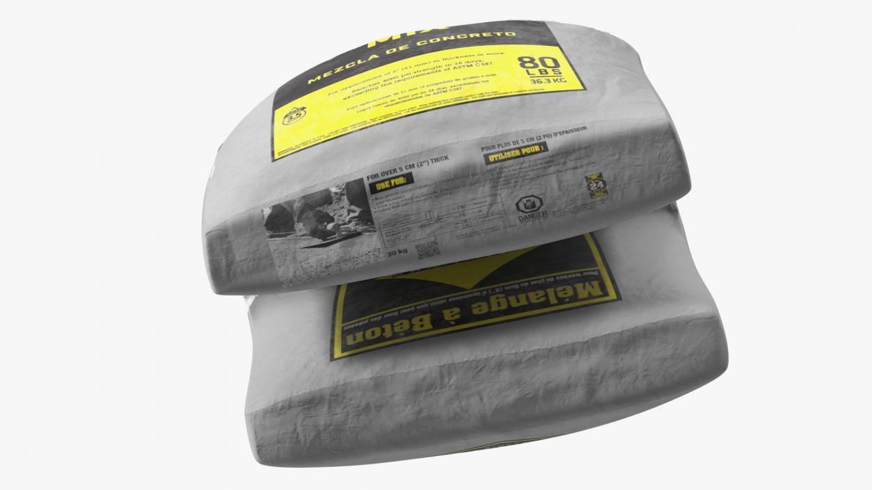 Open Package of Cement Sakrete 80 Lb White 3D