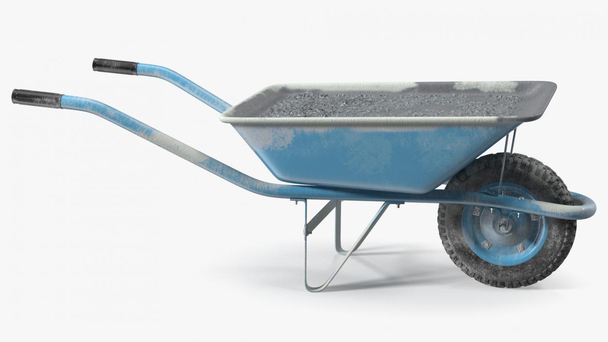 Construction Wheelbarrow Full of Cement Blue 3D model