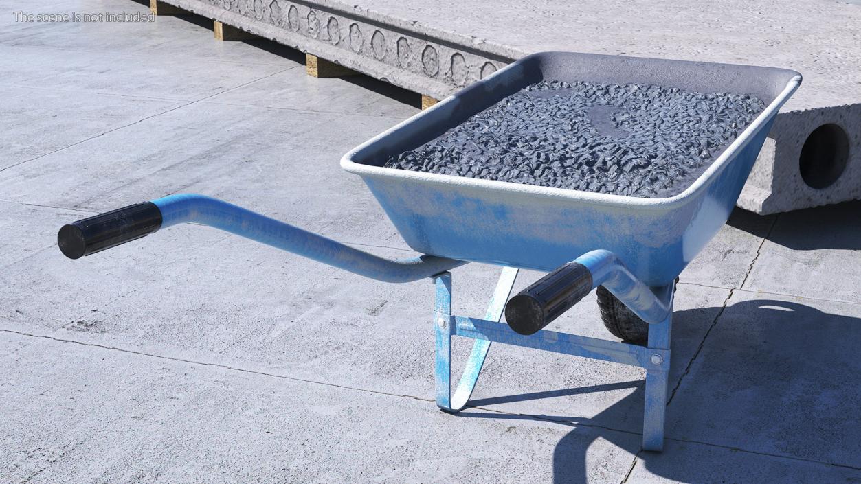 Construction Wheelbarrow Full of Cement Blue 3D model