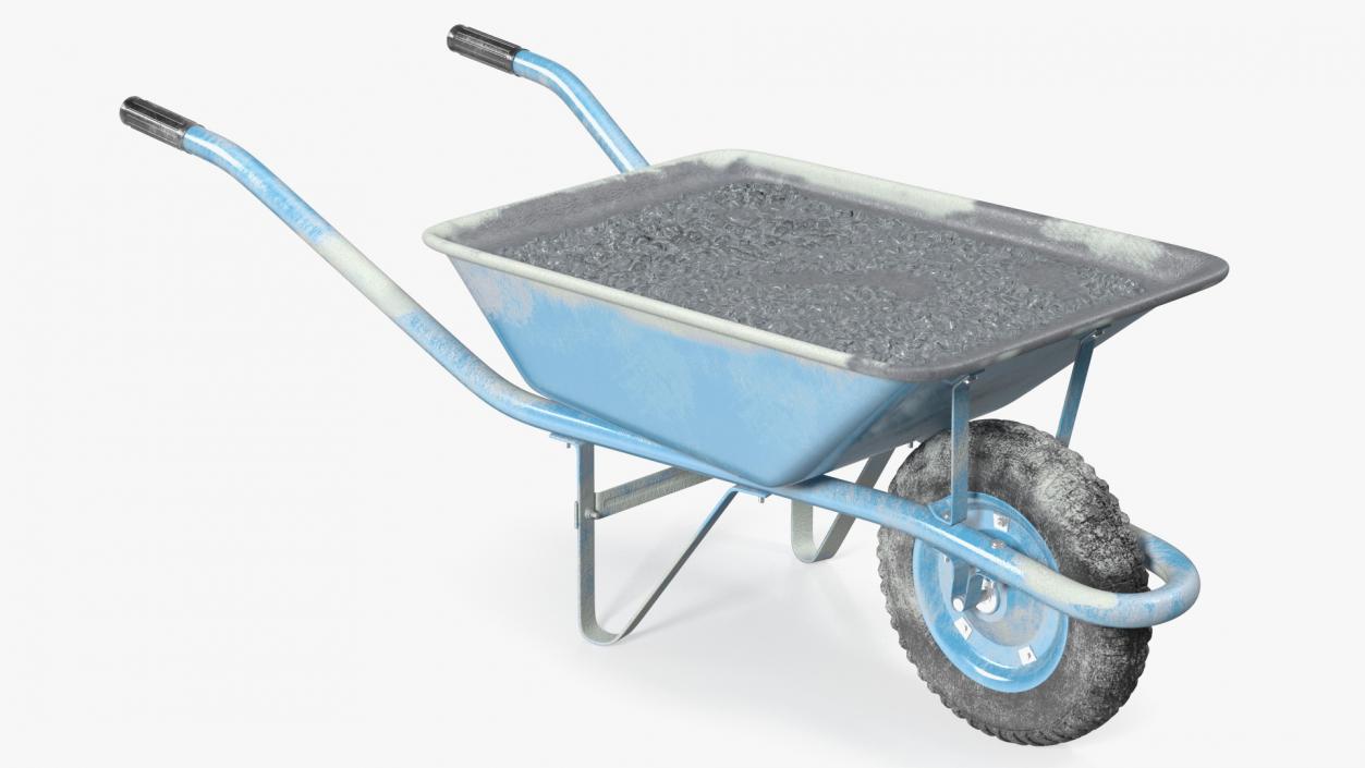 Construction Wheelbarrow Full of Cement Blue 3D model