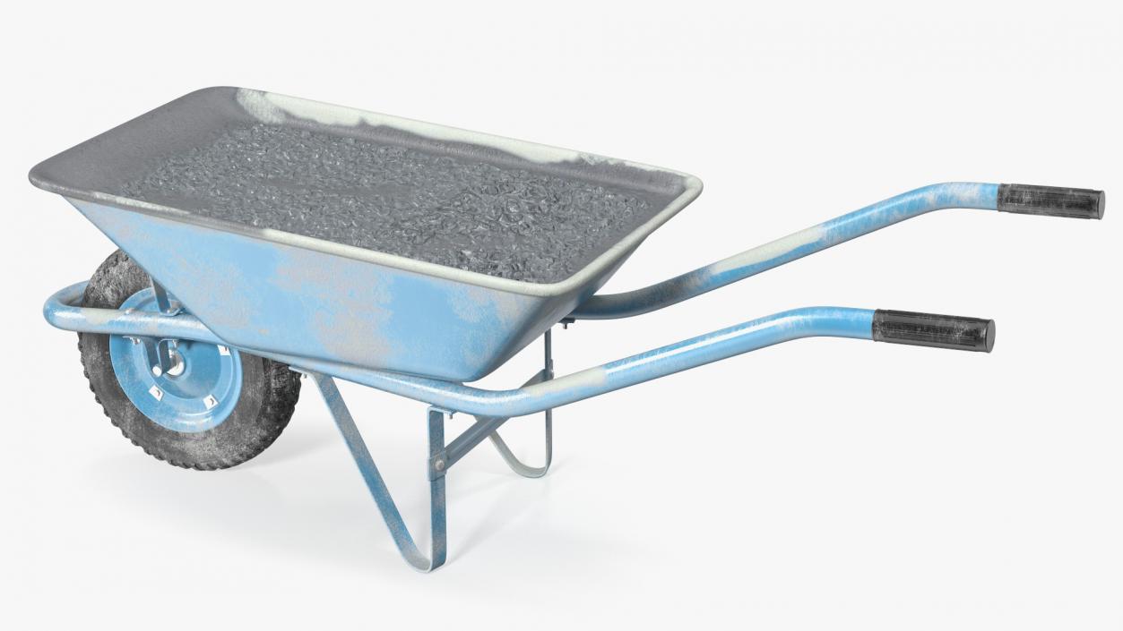 Construction Wheelbarrow Full of Cement Blue 3D model