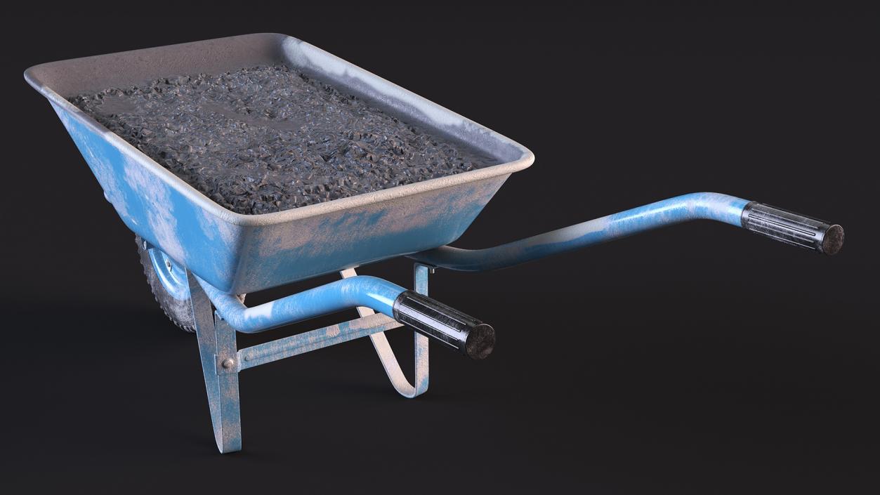 Construction Wheelbarrow Full of Cement Blue 3D model