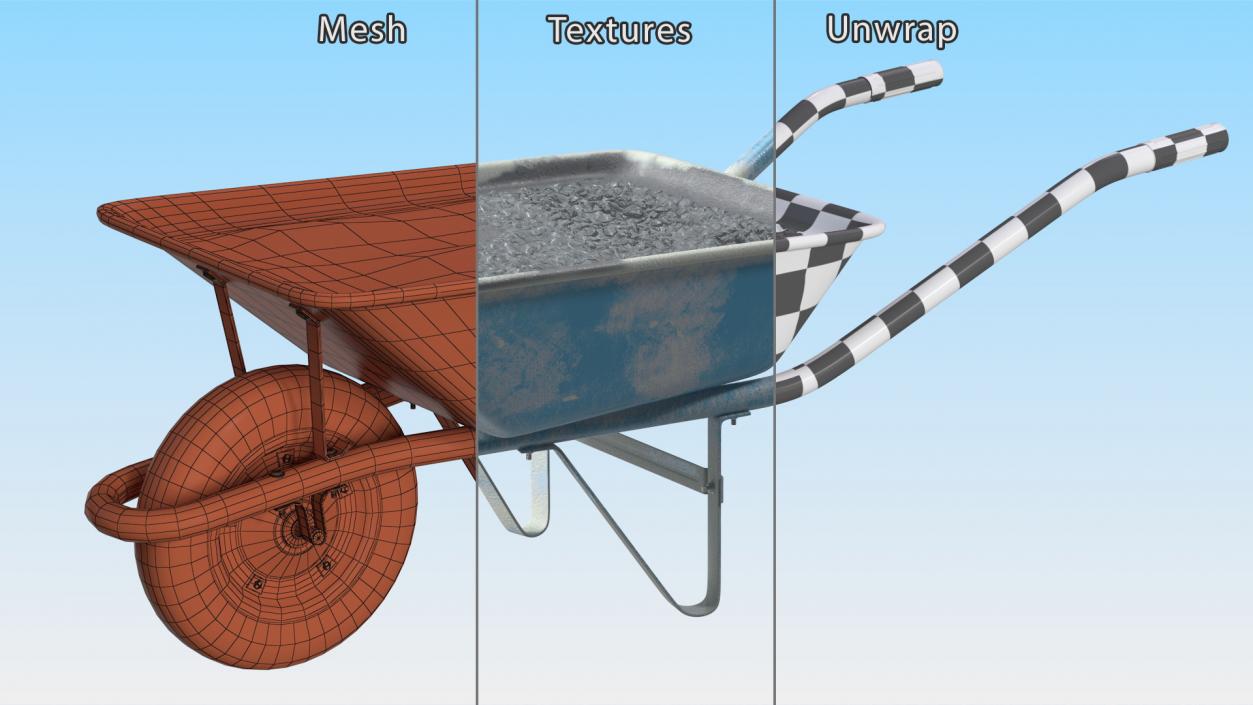 Construction Wheelbarrow Full of Cement Blue 3D model