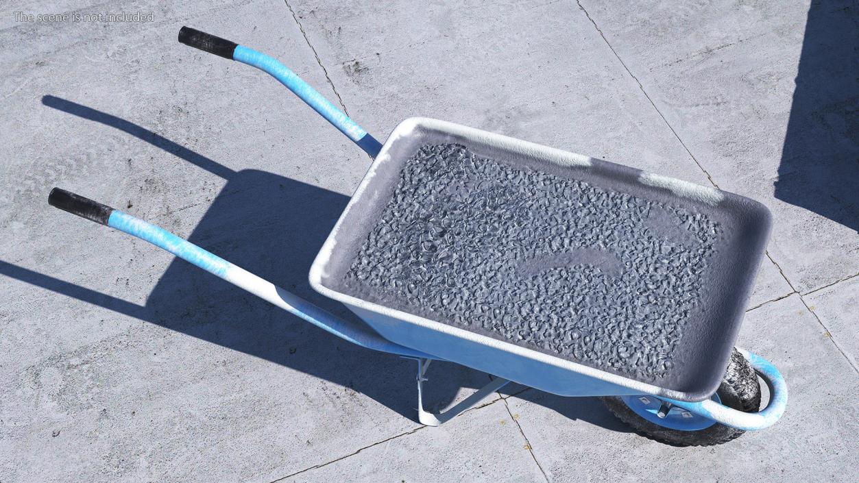 Construction Wheelbarrow Full of Cement Blue 3D model