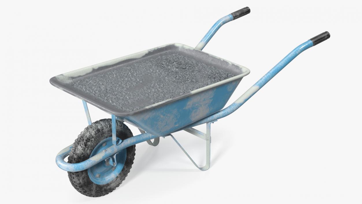 Construction Wheelbarrow Full of Cement Blue 3D model