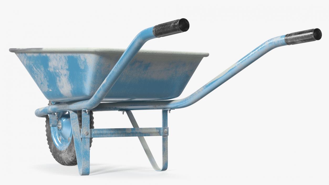 Construction Wheelbarrow Full of Cement Blue 3D model