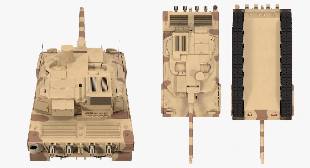 3D French Army Tank AMX-56 Leclerc Rigged model