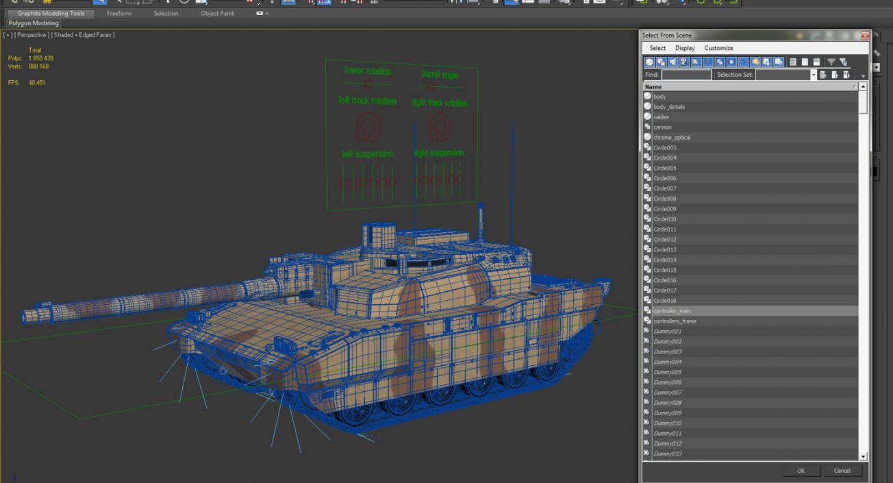 3D French Army Tank AMX-56 Leclerc Rigged model