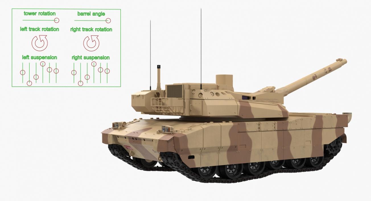 3D French Army Tank AMX-56 Leclerc Rigged model