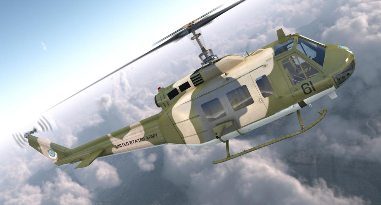 3D Bell UH-1 Iroquois Camo model