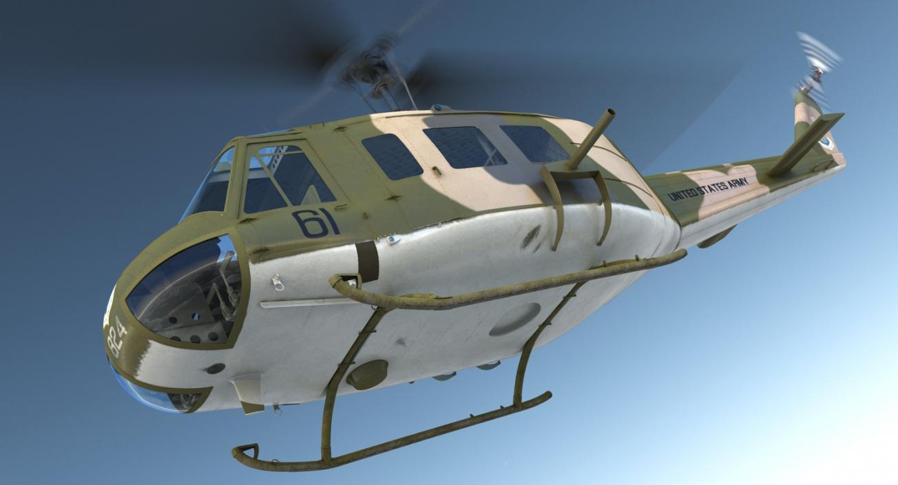 3D Bell UH-1 Iroquois Camo model