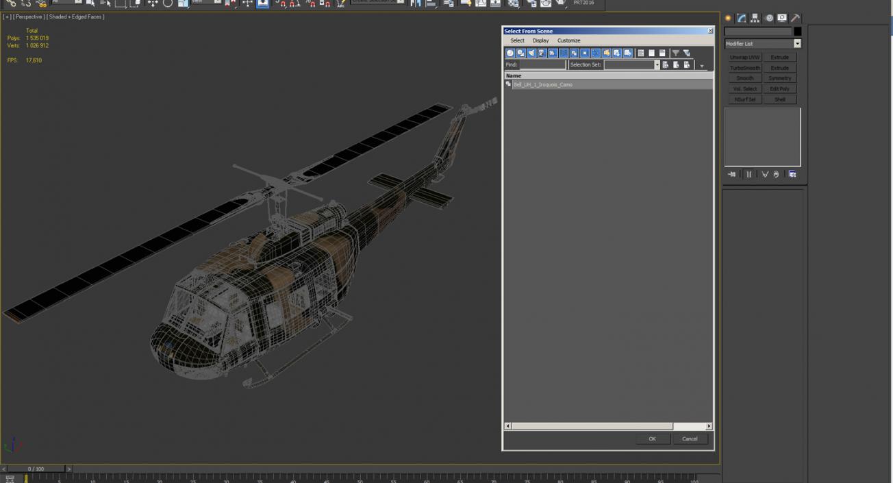 3D Bell UH-1 Iroquois Camo model