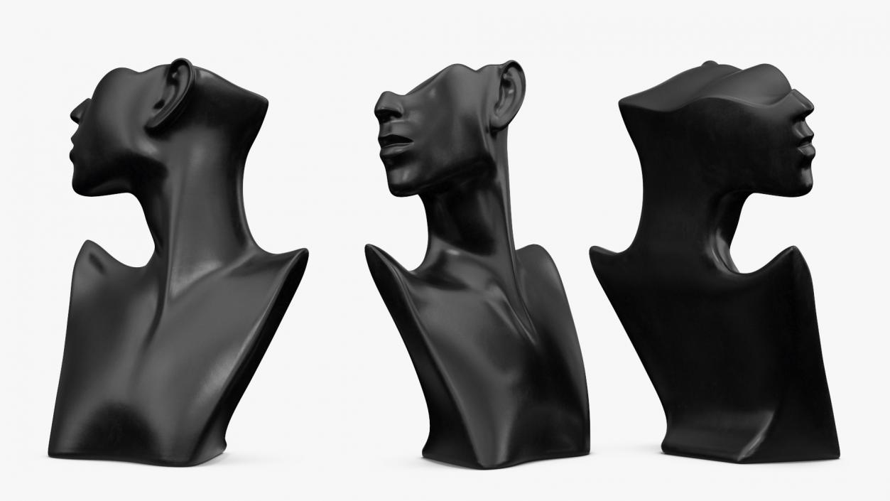 3D Bust Form Jewelry Display Black