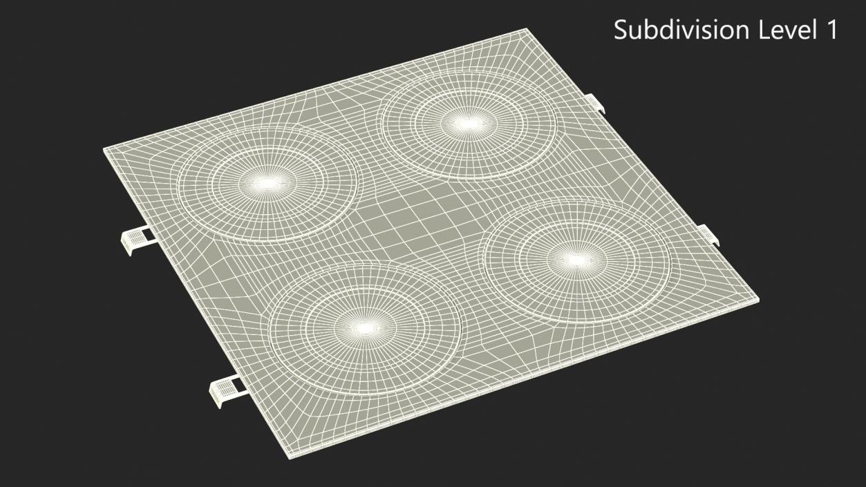 Square Surface Mount 4 Light Luminaire White 3D model