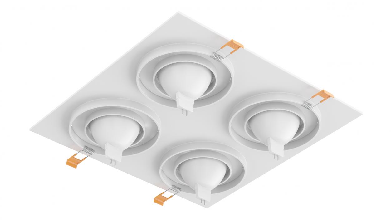 Square Surface Mount 4 Light Luminaire White 3D model