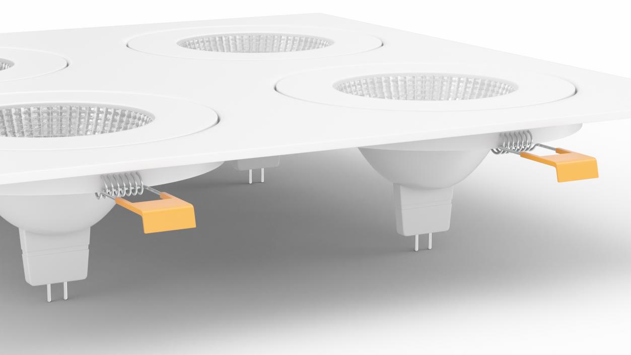 Square Surface Mount 4 Light Luminaire White 3D model