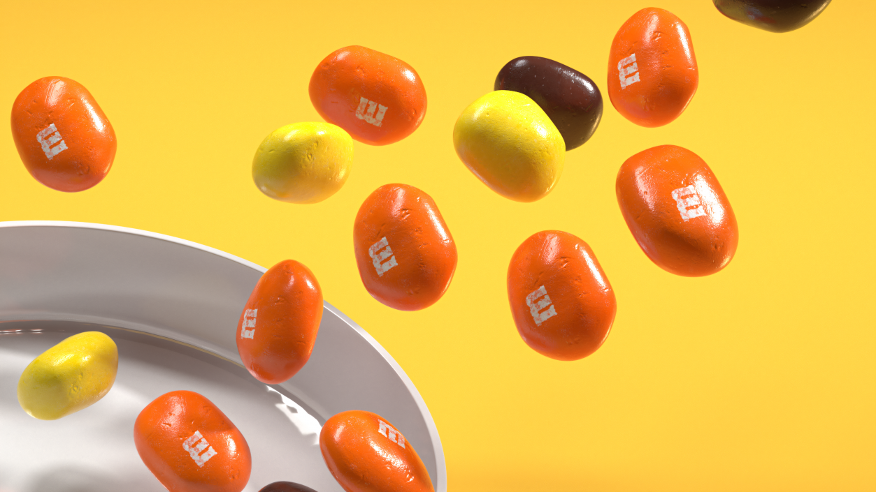 M and Ms Nut Candy Orange 2 3D