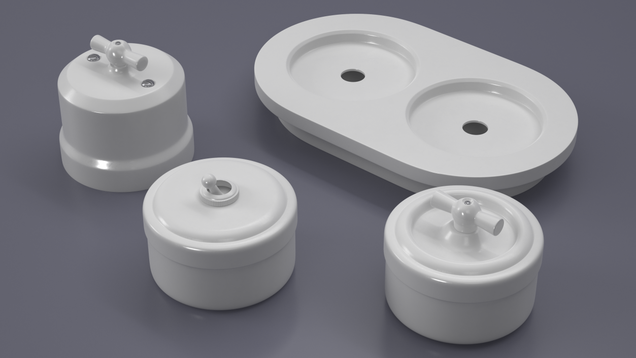 3D Ceramic Retro Switches White model