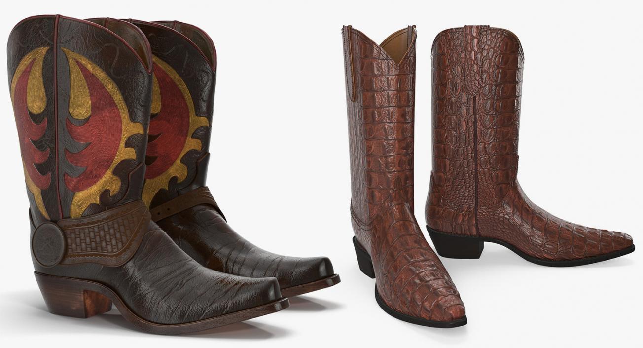 3D Cowboy Boots Collection model