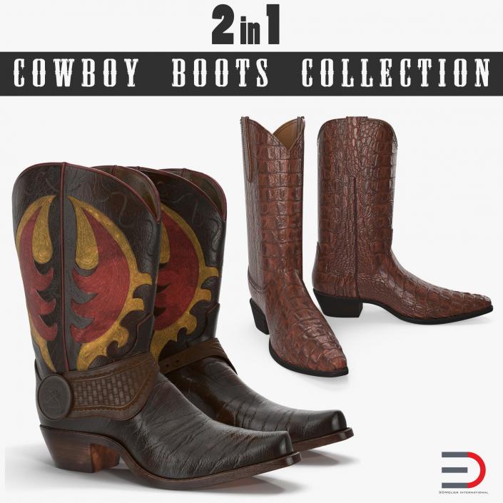 3D Cowboy Boots Collection model