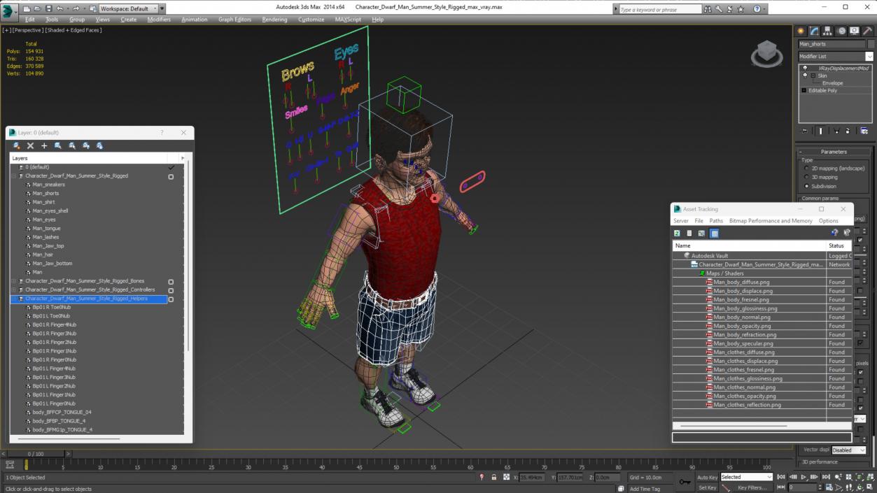 3D Character Dwarf Man Summer Style Rigged for Cinema 4D model