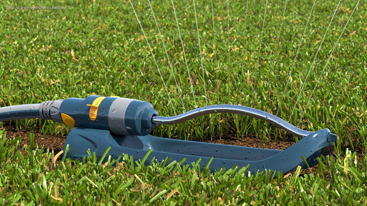 3D model Rectangular Garden Sprinkler with Water Spray