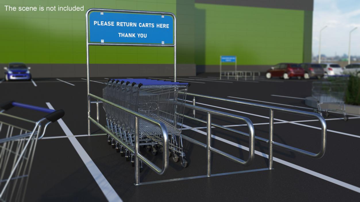 3D Grocery Cart Double Corral