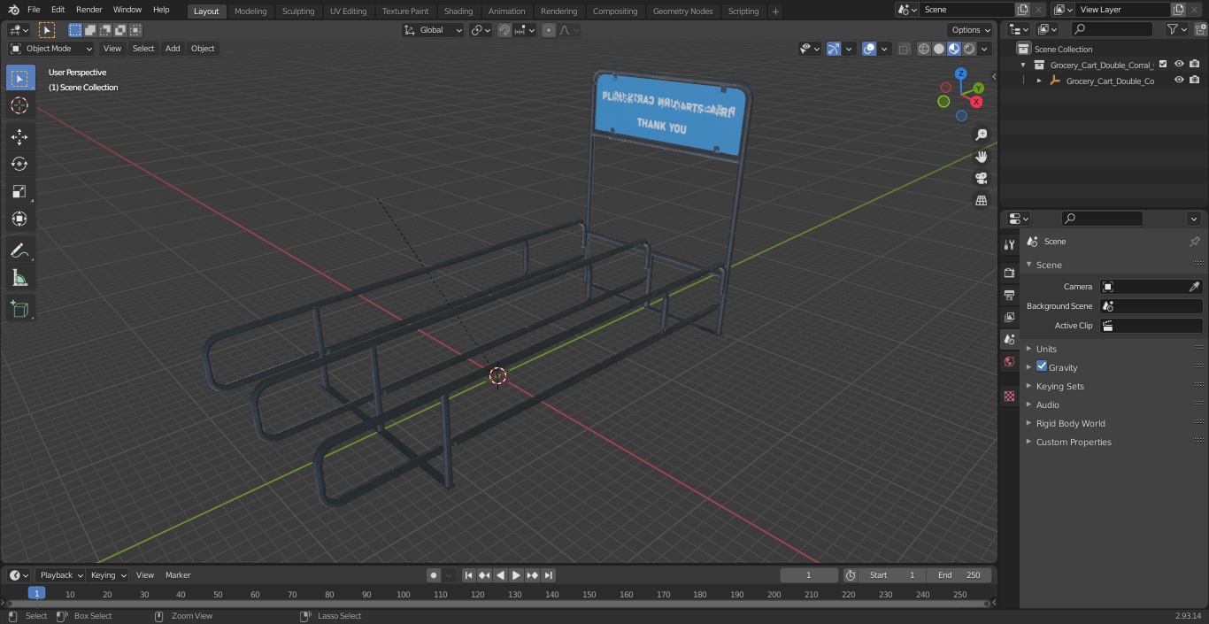 3D Grocery Cart Double Corral