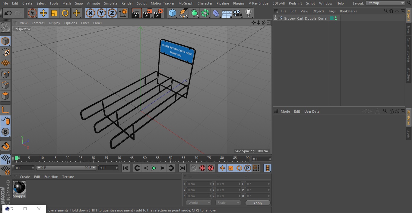 3D Grocery Cart Double Corral