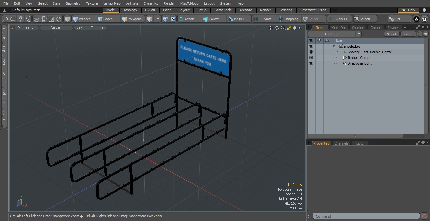 3D Grocery Cart Double Corral