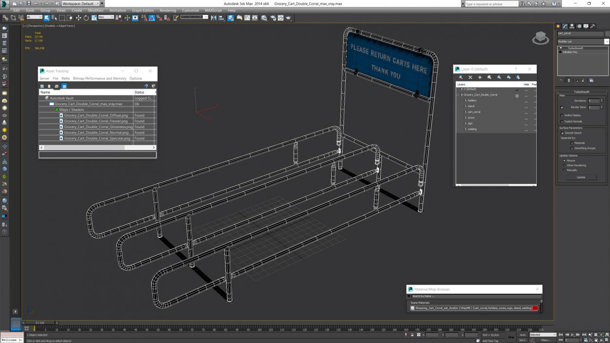 3D Grocery Cart Double Corral