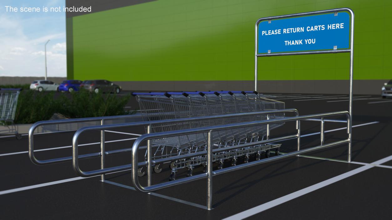 3D Grocery Cart Double Corral