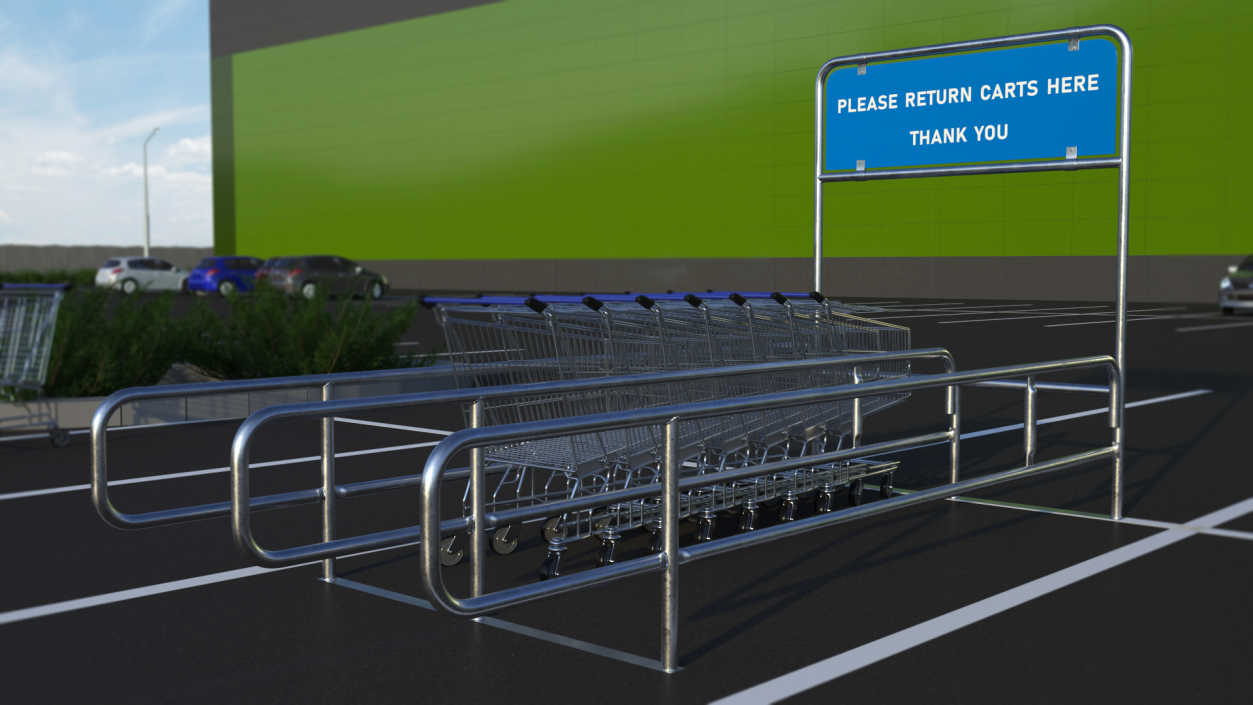 3D Grocery Cart Double Corral