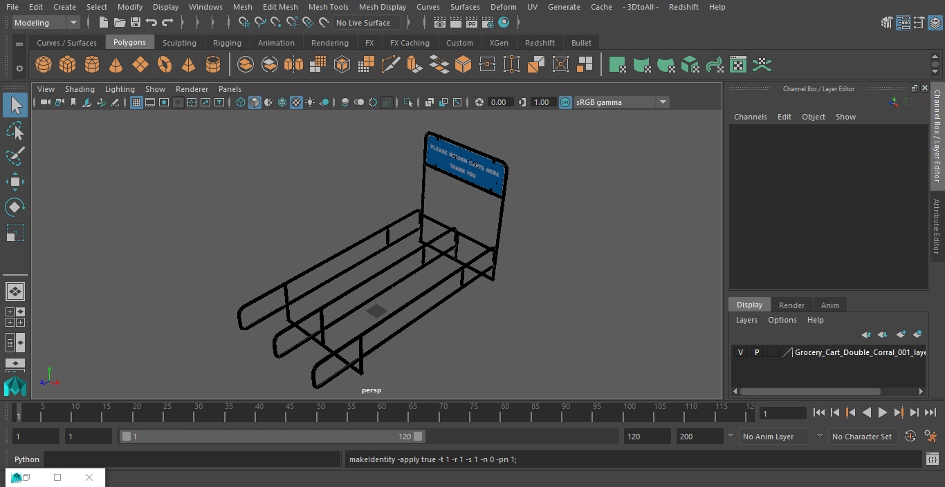 3D Grocery Cart Double Corral