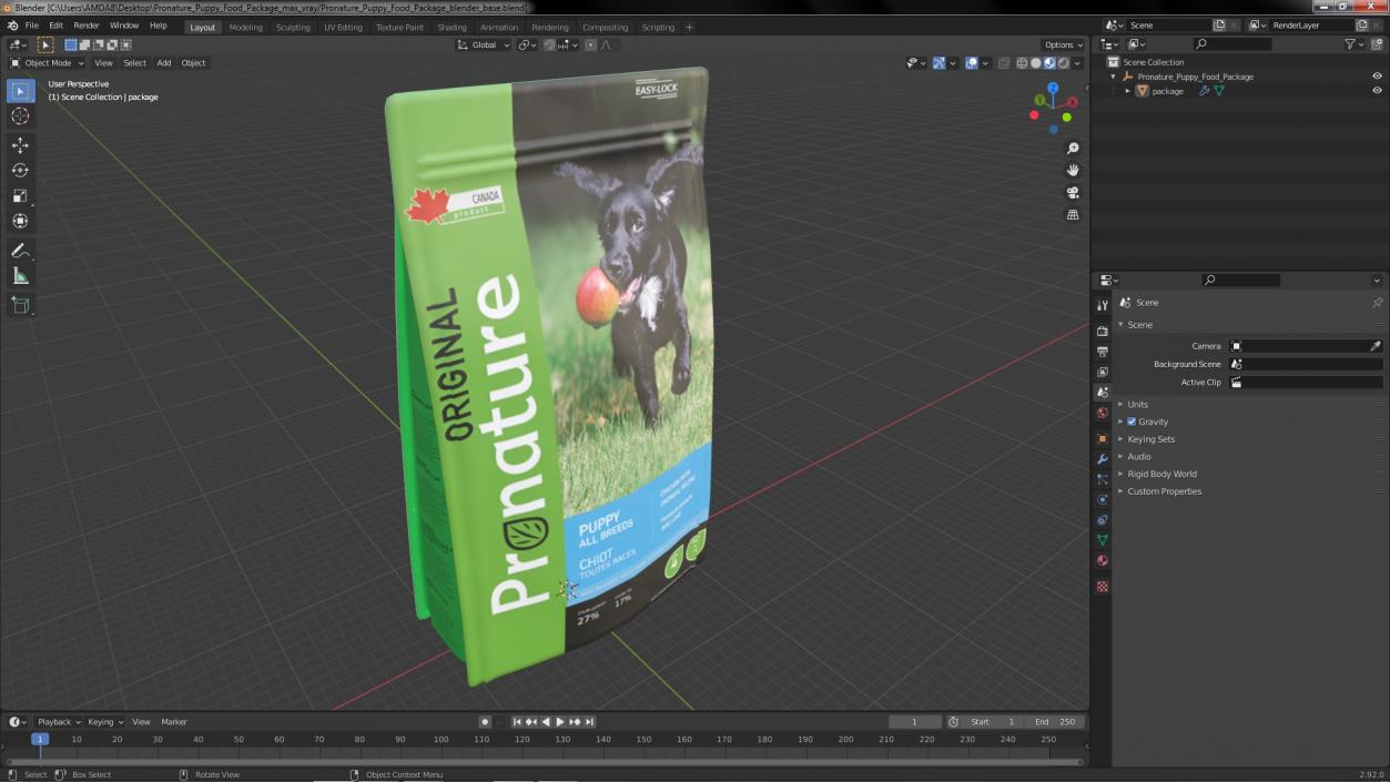 3D Pronature Puppy Food Package model