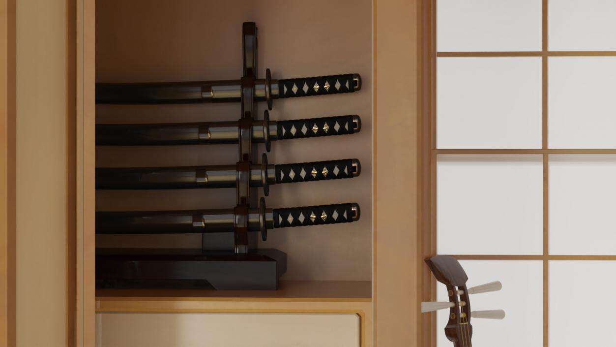 3D model Japanese Man Having Tea in Traditional Tea House 2