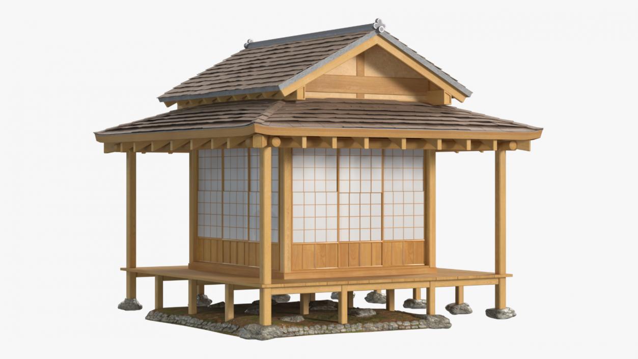 3D model Japanese Man Having Tea in Traditional Tea House 2