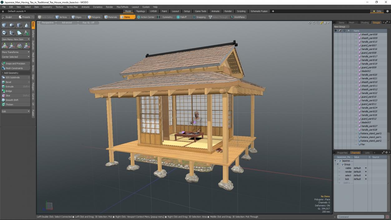 3D model Japanese Man Having Tea in Traditional Tea House 2