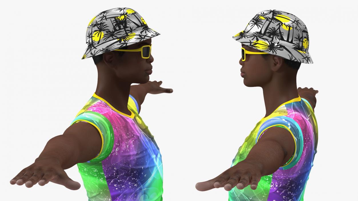 Dark Skin Teenager Beach Style Rigged 3D