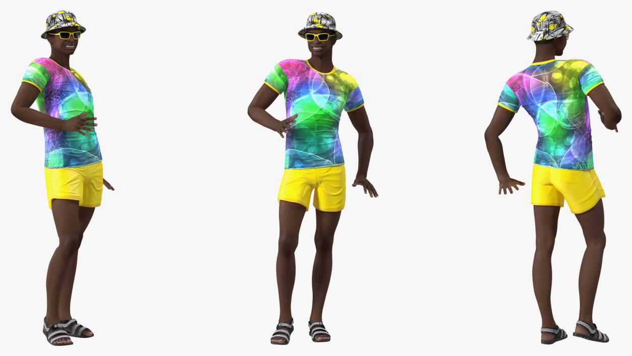 Dark Skin Teenager Beach Style Rigged 3D