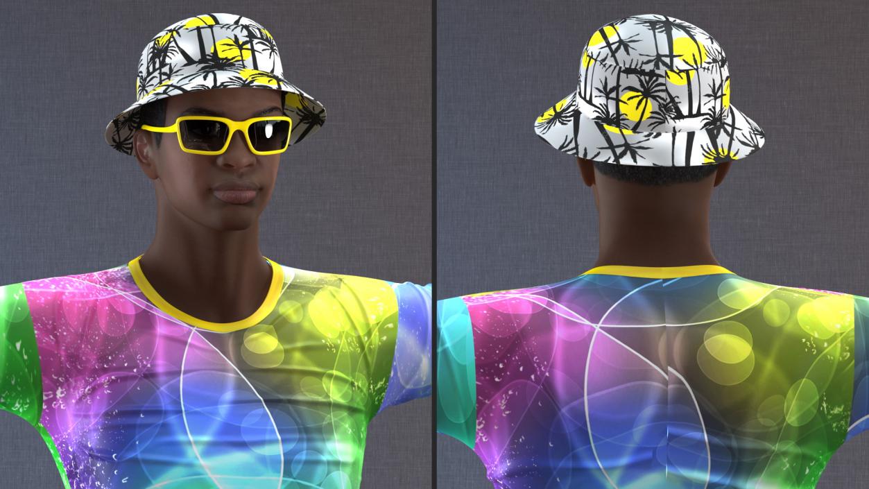 Dark Skin Teenager Beach Style Rigged 3D