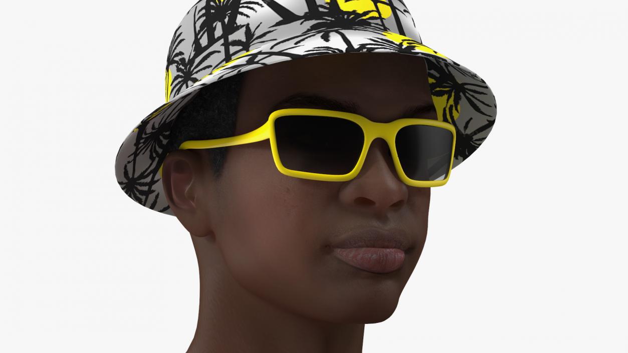 Dark Skin Teenager Beach Style Rigged 3D