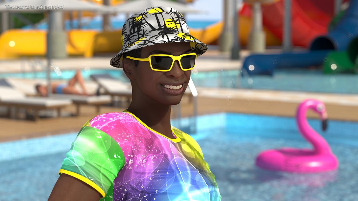 Dark Skin Teenager Beach Style Rigged 3D