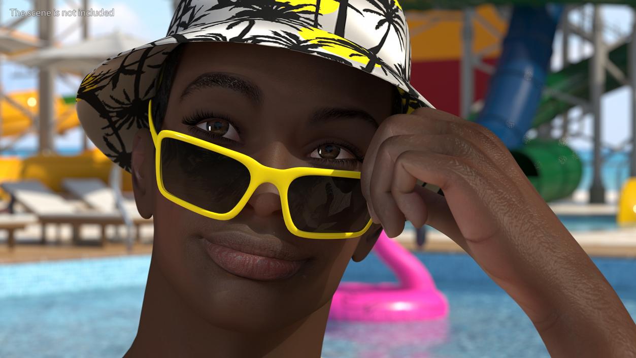 Dark Skin Teenager Beach Style Rigged 3D