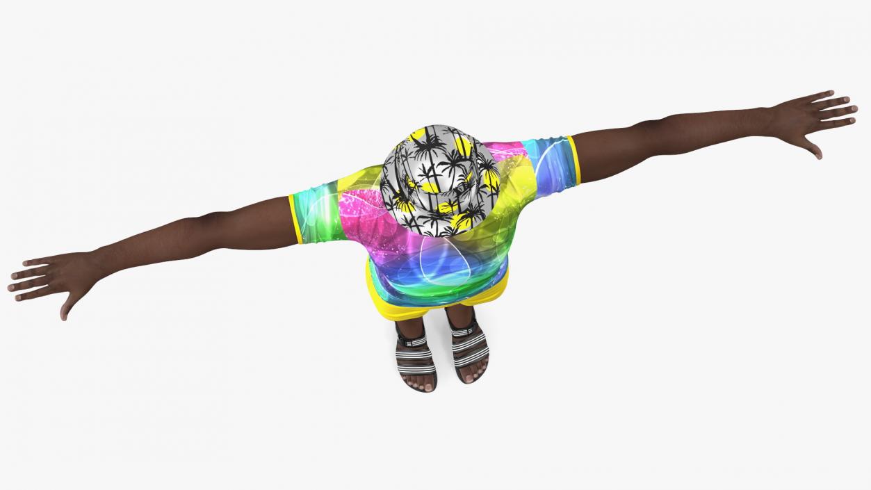 Dark Skin Teenager Beach Style Rigged 3D