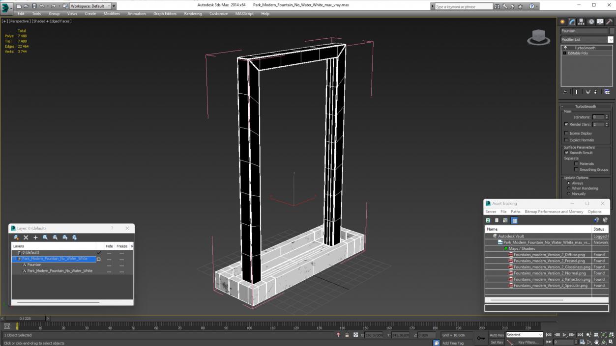 3D model Park Modern Fountain No Water White